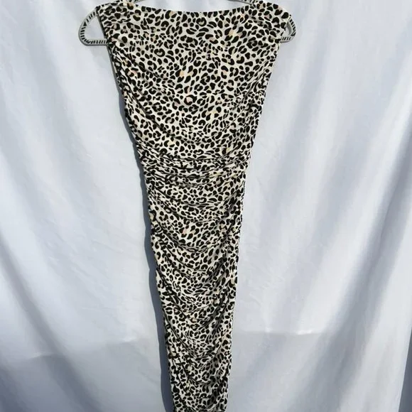 EUC Norma Kamali Tara Leopard-print Ruched Midi Dress - Picture 10 of 10